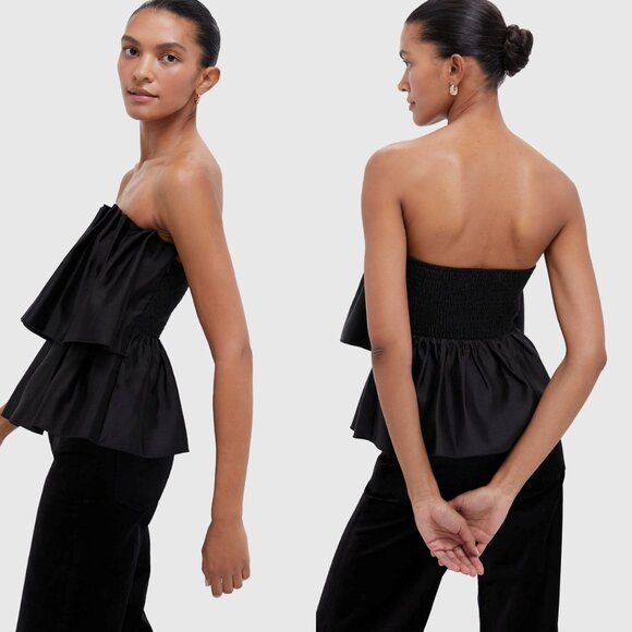 Pomander Place Black Maeve Strapless Tiered Blouse Top NWT Size XL - Picture 3 of 8